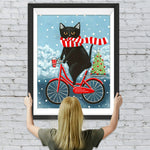 Schwarze Katze auf dem Fahrrad Diamond Painting