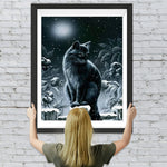 Schwarze Katze in der Schneenacht Diamond Painting