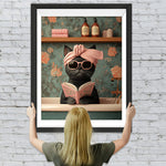 Schwarze Katze liest ein Buch Diamond Painting