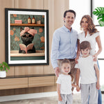 Schwarze Katze liest ein Buch Diamond Painting