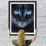 Schwarze Katze mit blauen Augen Diamond Painting