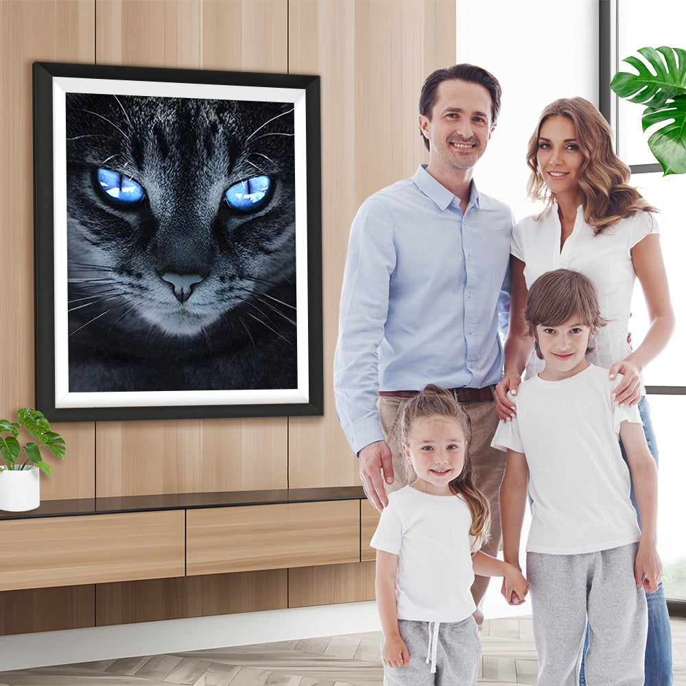 Schwarze Katze mit blauen Augen Diamond Painting