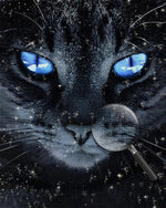Schwarze Katze mit blauen Augen Diamond Painting