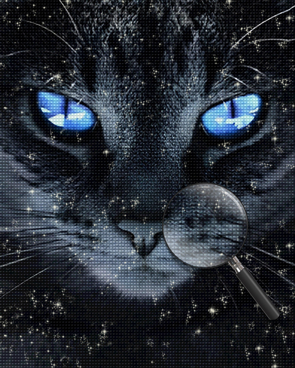 Schwarze Katze mit blauen Augen Diamond Painting