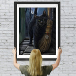 Schwarze Katze und Besen Diamond Painting