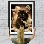 Schwarze Katze und Geld Diamond Painting