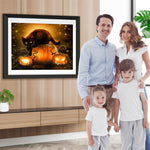 Schwarze Katze und Kürbislaternen Diamond Painting