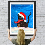 Schwarze Katze und Maus unter dem Sternenhimmel Diamond Painting