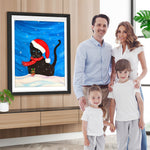 Schwarze Katze und Maus unter dem Sternenhimmel Diamond Painting