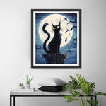 Schwarze Katze und Mond Diamond Painting