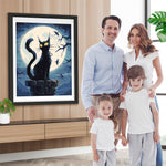 Schwarze Katze und Mond Diamond Painting