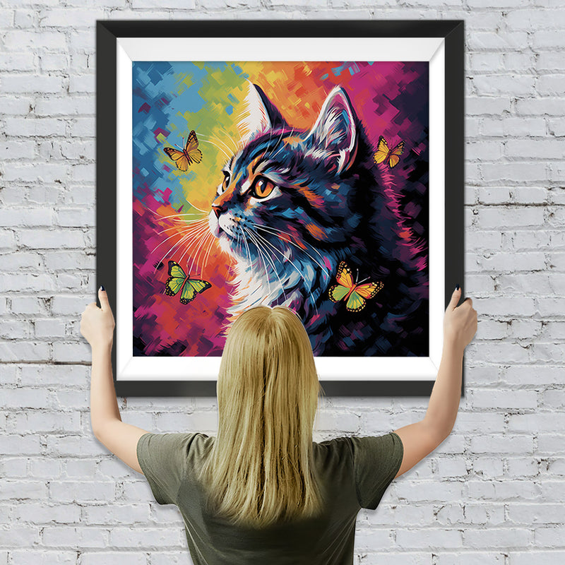 Schwarze Katze und Schmetterlinge Diamond Painting