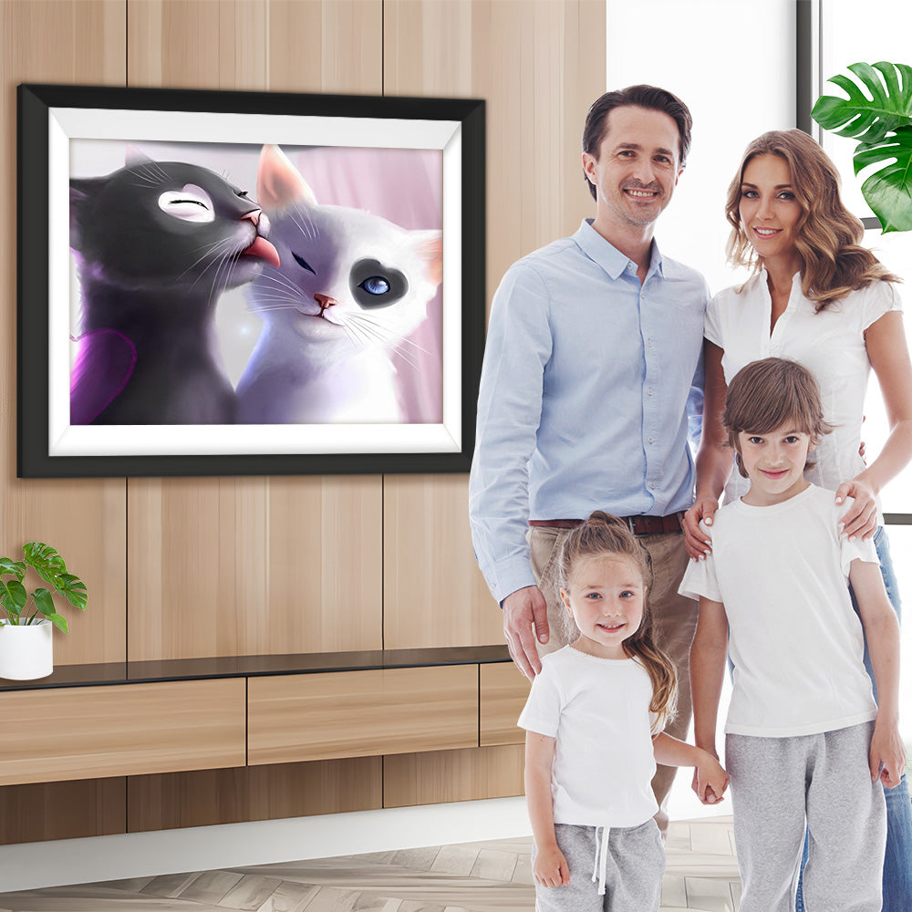 Schwarze Katze und weiße Katze Diamond Painting