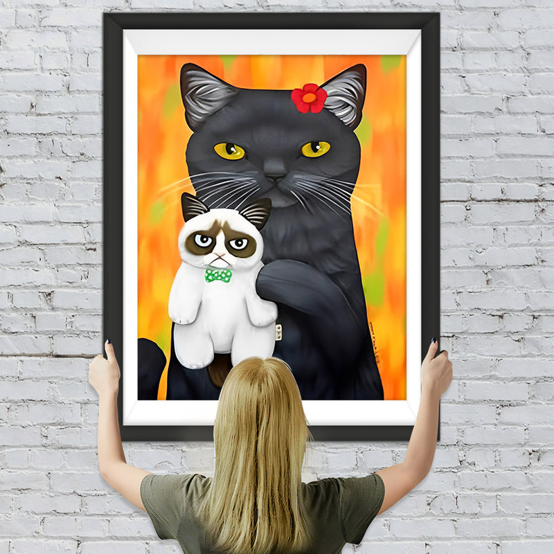 Schwarze Katze und weiße Katze Diamond Painting