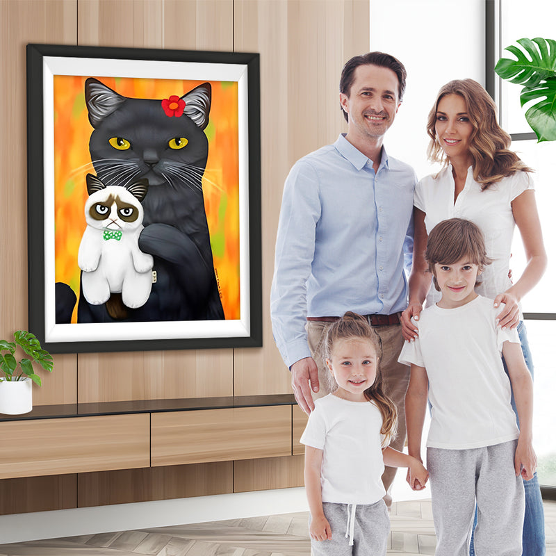 Schwarze Katze und weiße Katze Diamond Painting