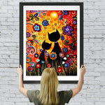 Schwarze Katzen und Blumen Diamond Painting