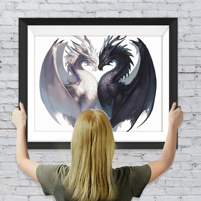 Schwarze und weiße Drachen Diamond Painting