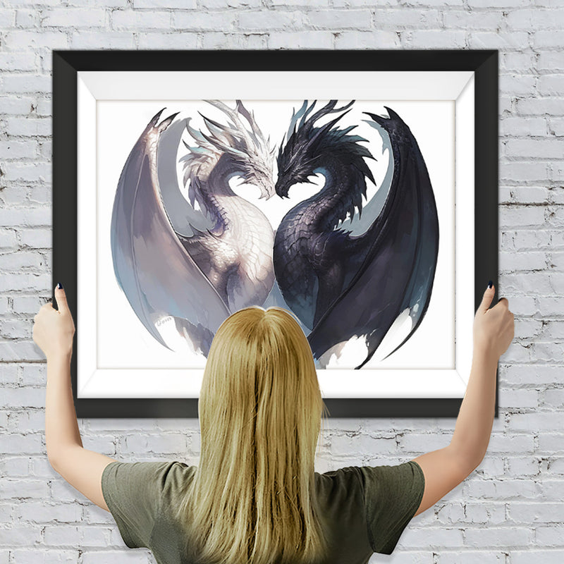 Schwarze und weiße Drachen Diamond Painting
