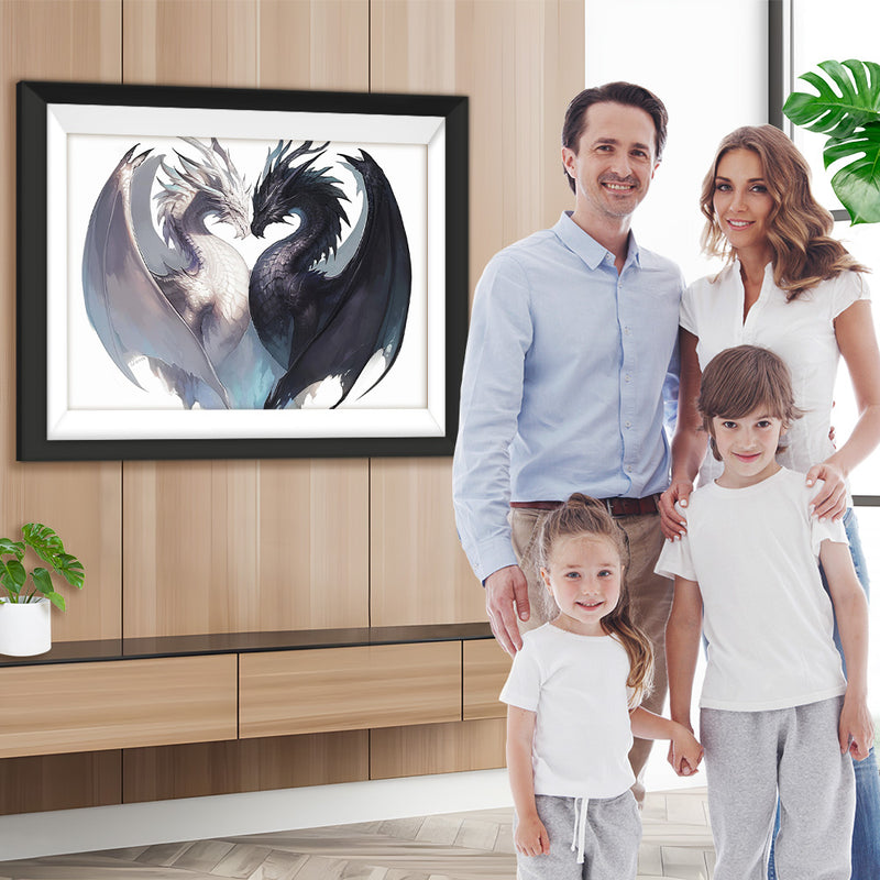 Schwarze und weiße Drachen Diamond Painting