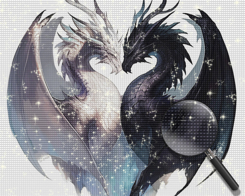 Schwarze und weiße Drachen Diamond Painting
