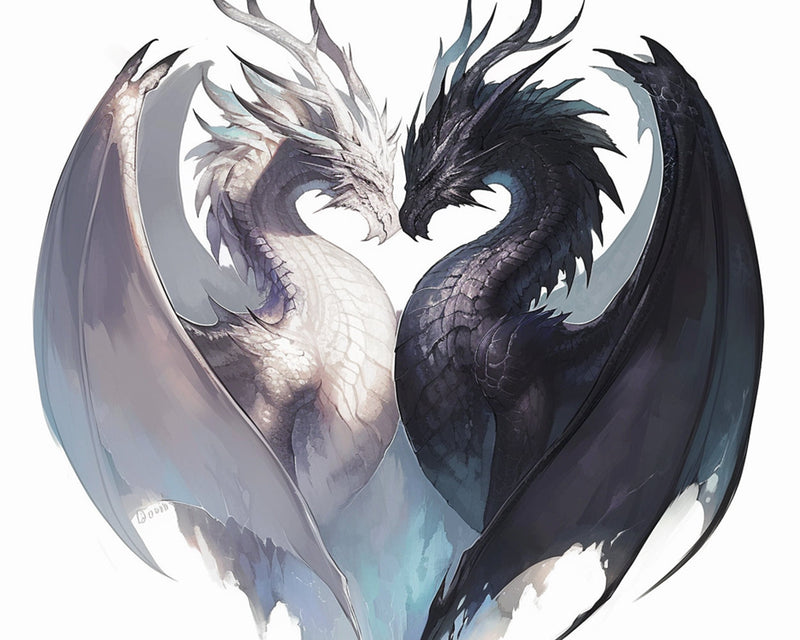 Schwarze und weiße Drachen Diamond Painting
