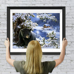 Schwarzer Bär unter dem Baum Diamond Painting