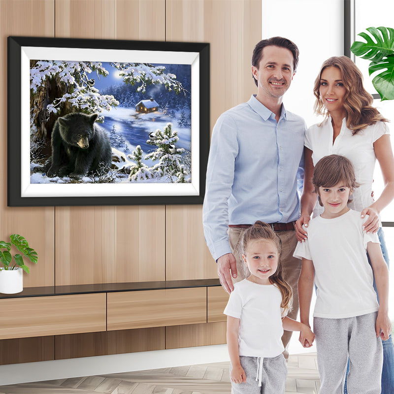 Schwarzer Bär unter dem Baum Diamond Painting