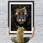 Schwarzer Blitz-Löwe Diamond Painting