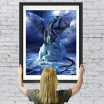 Schwarzer Drache auf dem Eis Diamond Painting