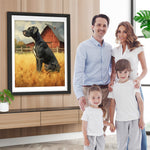 Schwarzer Hund auf der Herbstfarm Diamond Painting