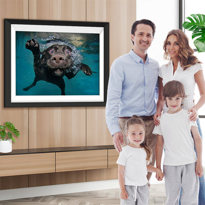 Schwarzer Hund im Wasser Diamond Painting