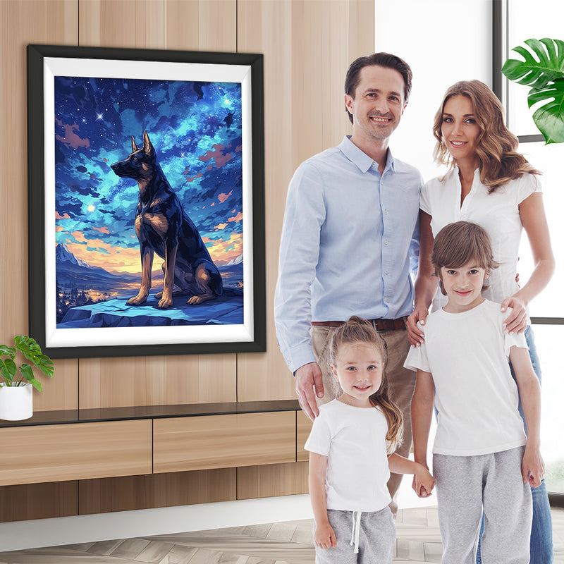 Schwarzer Hund unter den Sternen Diamond Painting