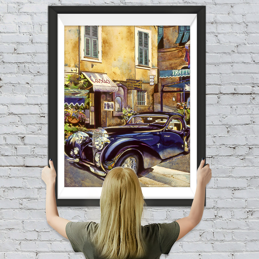 Schwarzer klassischer Retro-Wagen Diamond Painting