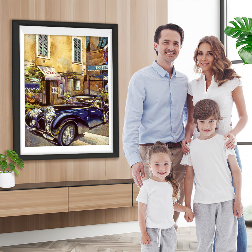 Schwarzer klassischer Retro-Wagen Diamond Painting