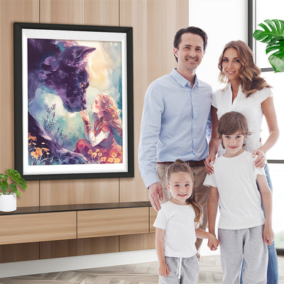 Schwarzer Leopard und ein Mädchen Diamond Painting