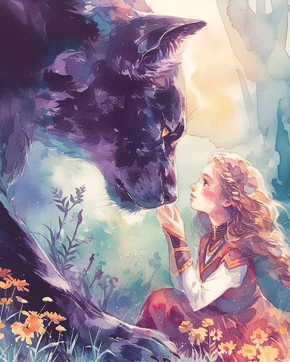 Schwarzer Leopard und ein Mädchen Diamond Painting