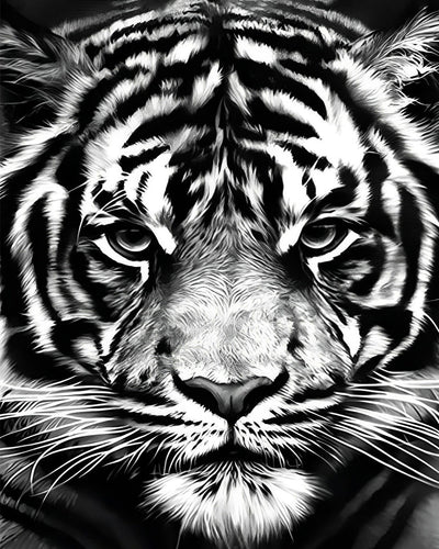 Schwarzer und weißer Tiger Diamond Painting