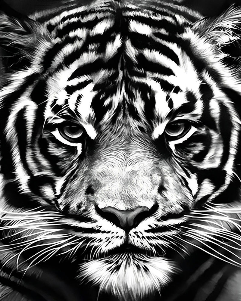 Schwarzer und weißer Tiger Diamond Painting