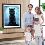 Schwarzer Wolf und Mond Diamond Painting