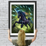 Schwarzes Einhorn im Wald Diamond Painting