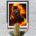Schwarzes Feuer-Pferd Diamond Painting