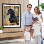 Schwarzes Pferd im Wald Diamond Painting