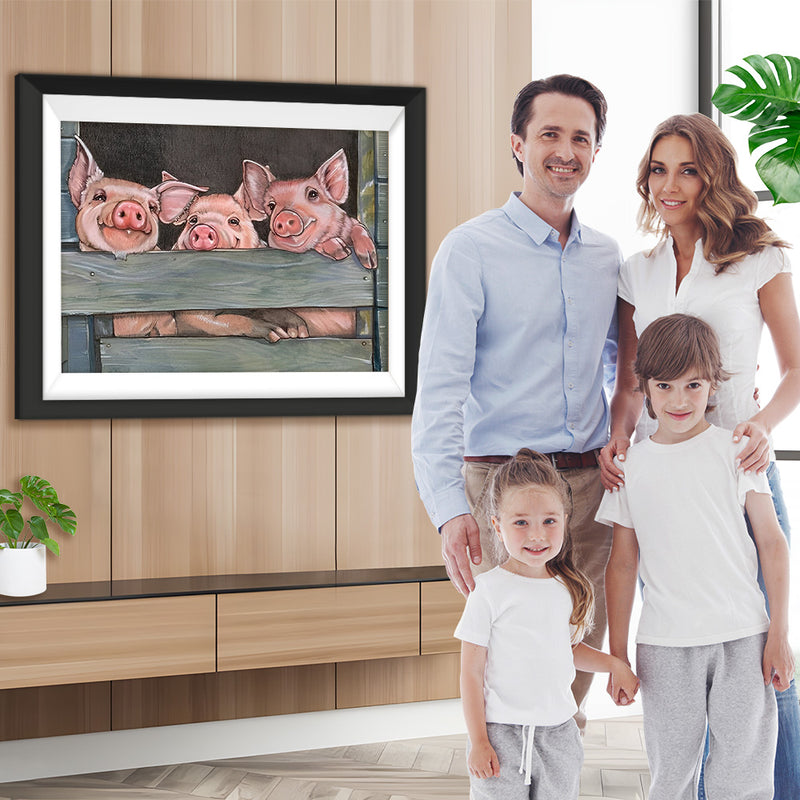 Schweine innerhalb eines Zauns Diamond Painting