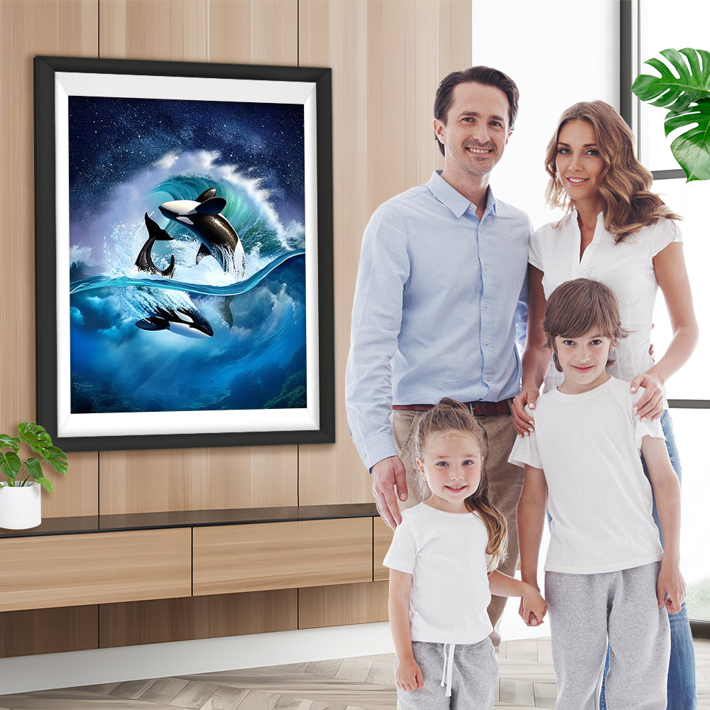 Schwertwale in den Wellen Diamond Painting