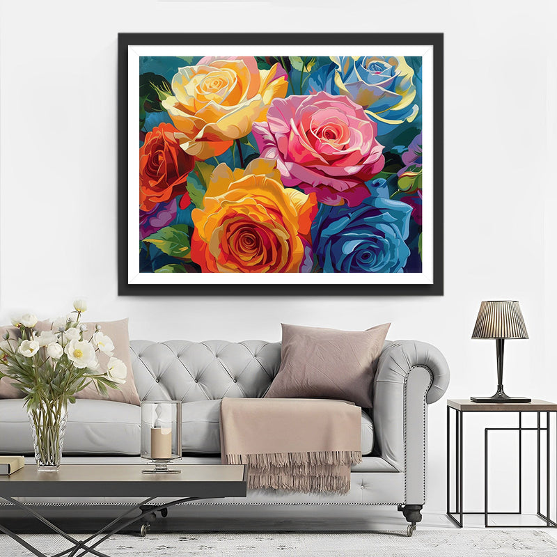 Sechs bunte Rosen Diamond Painting