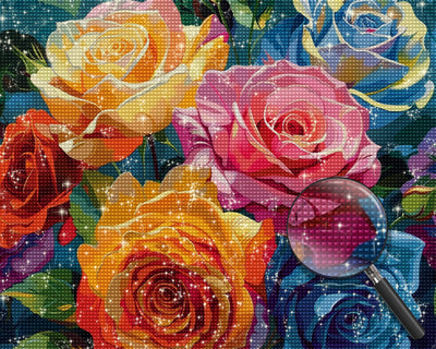 Sechs bunte Rosen Diamond Painting