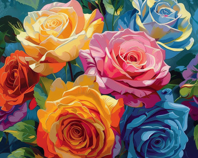 Sechs bunte Rosen Diamond Painting