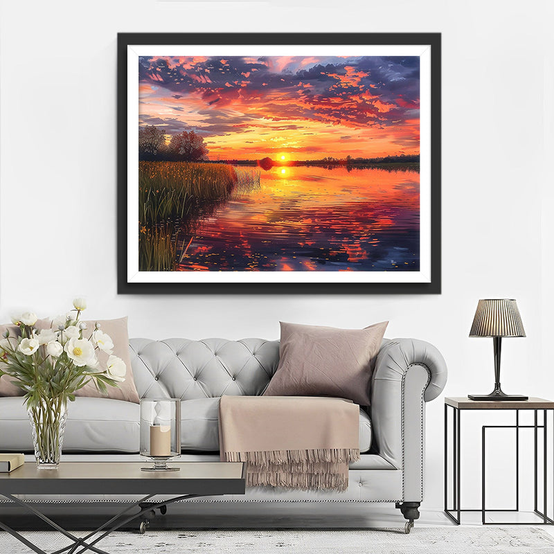 See bei Sonnenuntergang Diamond Painting