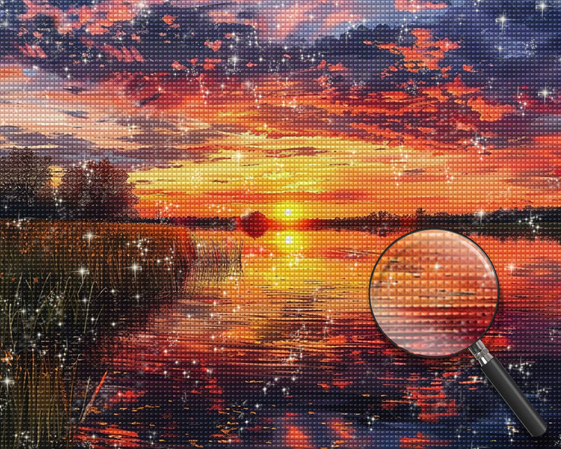 See bei Sonnenuntergang Diamond Painting