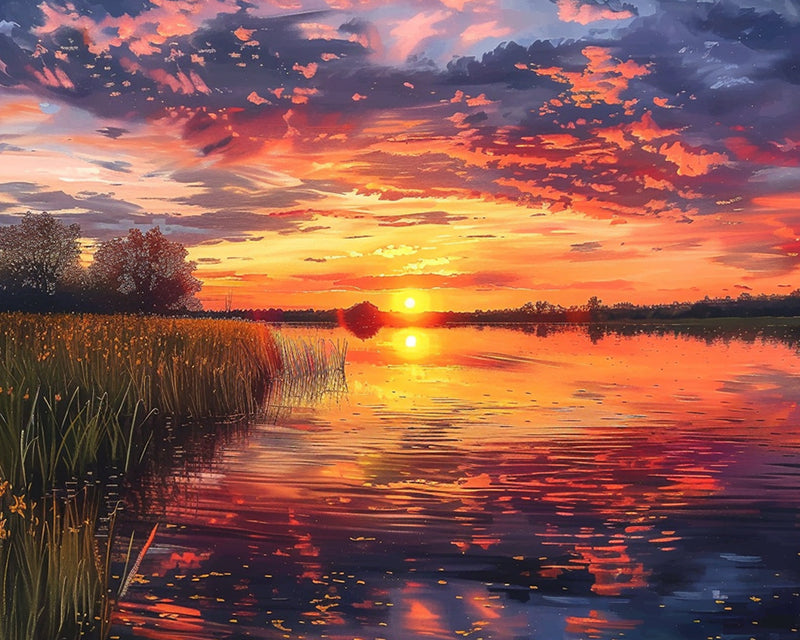 See bei Sonnenuntergang Diamond Painting